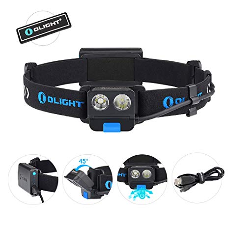 Bundle: Olight H16 headlamp cree led 500 lumen hand wave motion activation rechargeable led headlight with battery and olight patch