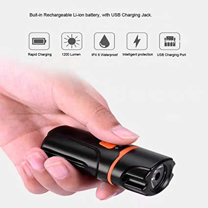 New Arrival High Power LED Bike light Bike Front Headlight Minchen 1200Lumens LED Bike Light 6 modes with Built- in Rechargeable battery USB cable included