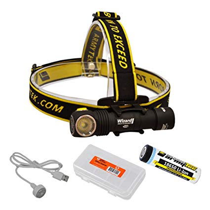 ArmyTek Wizard Pro v3 2300 Lumen Magnetic USB Rechargeable LED Headlamp and BONUS LumenTac Battery Organizer