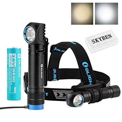 Olight H2R NOVA 2300 Lumens CREE XHP50 LED 18650 USB Rechargeable Flashlight/Headlamp For Outdoor Camping Hiking Running Multi Functional Light with SKYBEN Accessory (Cool White)