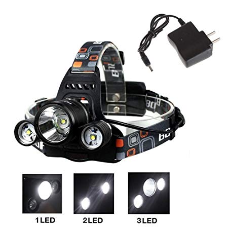 Skycoolwin 5000Lumen CREE XM-L XML 3 x T6 LED Headlamp Headlight Light Flashlight Head Lamp