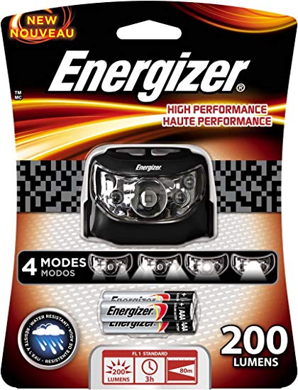 Energizer High Performance LED Headlamp with Batteries Included, Grey/Black