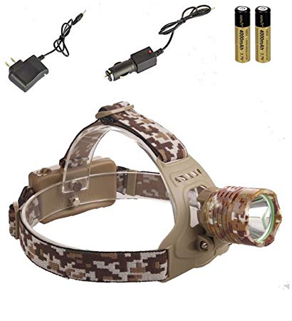 Optimum Popular 3-Mode LED 3000Lm Headlamp Headlight Waterproof Bike Flashlight Color Camouflage with Battery Car Charger