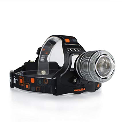 Boruit Super Bright Headlamp – T6 LED Headlight Flashlight- Rechargeable, Waterproof & Zoomable - Hands-Free Comfortable Wearing Headlights- Perfect Head Lamp for Camping, Hiking, Running, Reading