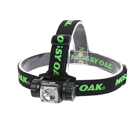 Mossy Oak LED Headlamp Flashlight Waterproof IP X8, 6 Modes Light Switch, 3 AAA Batteries Included