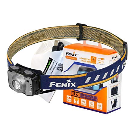 Fenix HL12R USB rechargeable 400 lumen CREE LED headlamp with EdisonBright USB charging cable (Grey)