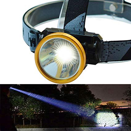 Odear Head Torch LED Rechargeable Headlamp Spotlight Battery Powered Headlight for Hiking Fishing Camping Night Ride