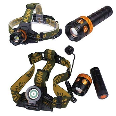 ON THE WAY 1800Lm CREE XM-L T6 U2 LED 3 in 1 Zoom Adjustable Flashlight headlamp Bike light Super Bright LED Head torch with AC Charger, AAA/18650 Rechargeable Battery (Battery included)