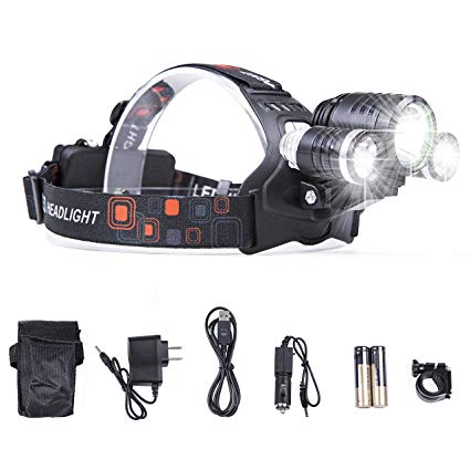 LIGHTESS Headlamp Led Headlight Rechargeable Super Bright Head Lamp Waterproof Torch Flashlight Bicycle Front Light 3000 Lumens